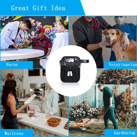 Compact Black Utility Fanny Pack for Nurses - 10 Pocket Organization Solution - Picture 8 of 9